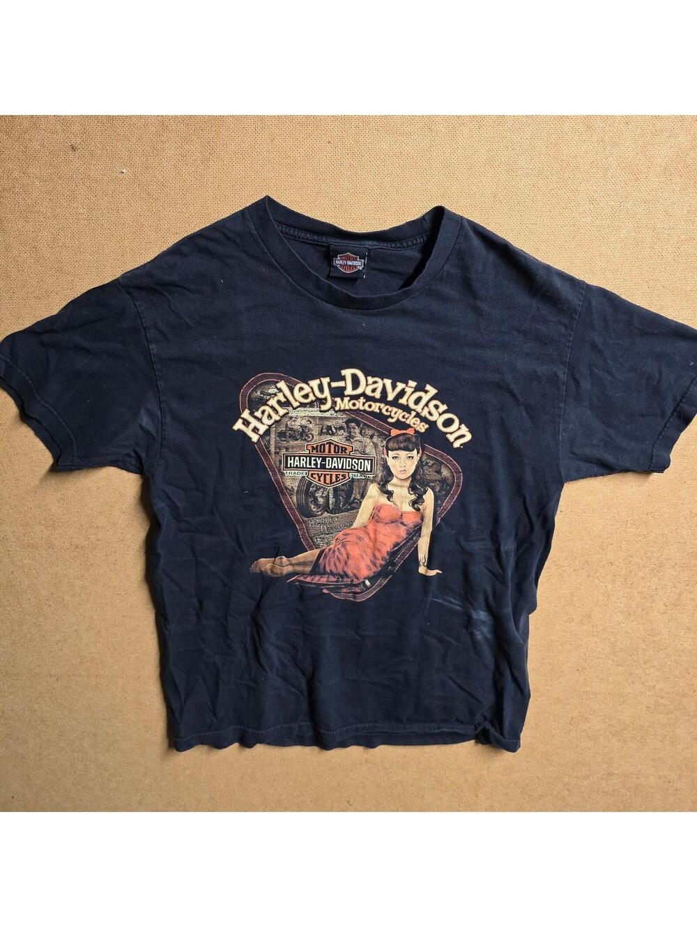 Harley Davidson Orlando, FL USA Two Sided Graphic Black Tee Shirt Men’s LG